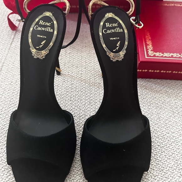 Rene Caovilla black suede sandals size 38 or 7/7.5 US NeW - Picture 6 of 9
